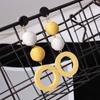 Minimalistic Hemp Rope Ball Dangling Drop Earrings for Women Yellow Color Sweet Cut Out Circle Statement Ladies Jewelry Earrings
