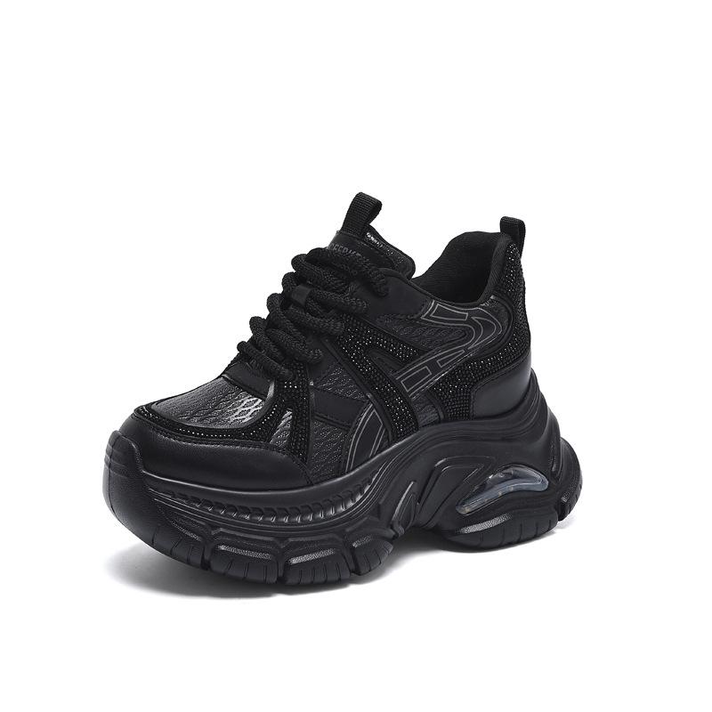 

Women s shoes 2025 heightened platform autumn leather shoes women s casual shoes new sports casual dad sports shoes dirt-resistant 34 чёрный