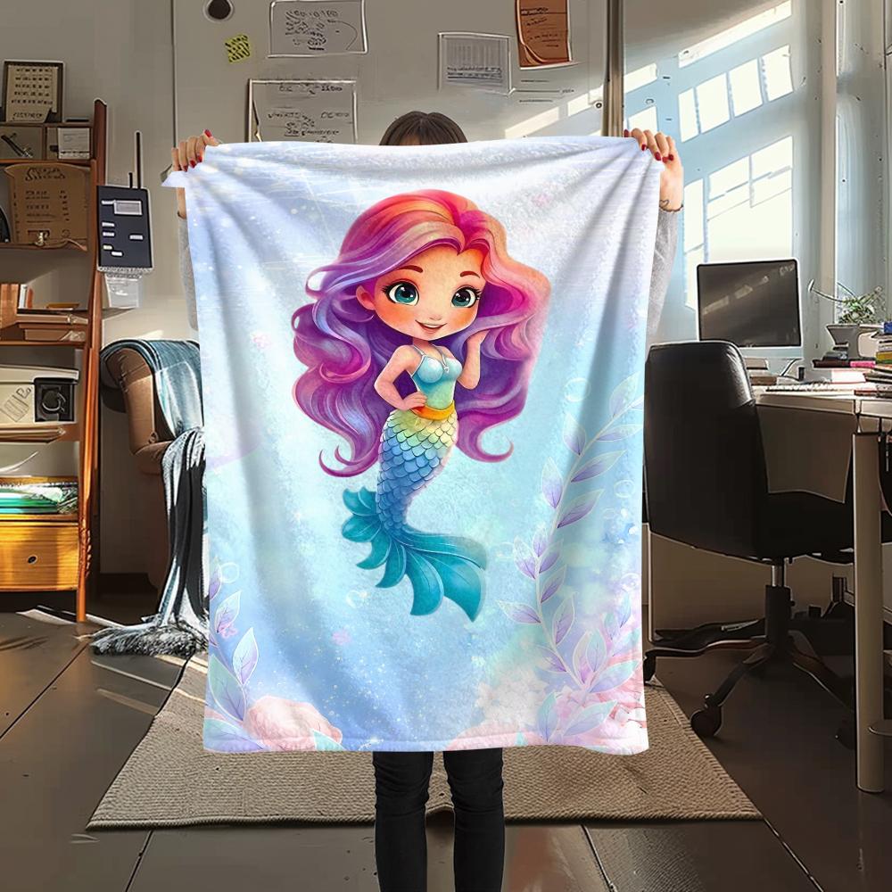 Mermaid and Stars Print Flannel Blanket,High Quality Comfortable for All Seasons,Home Decor,Warmth and Comfort,Perfect for Christmas Gifts