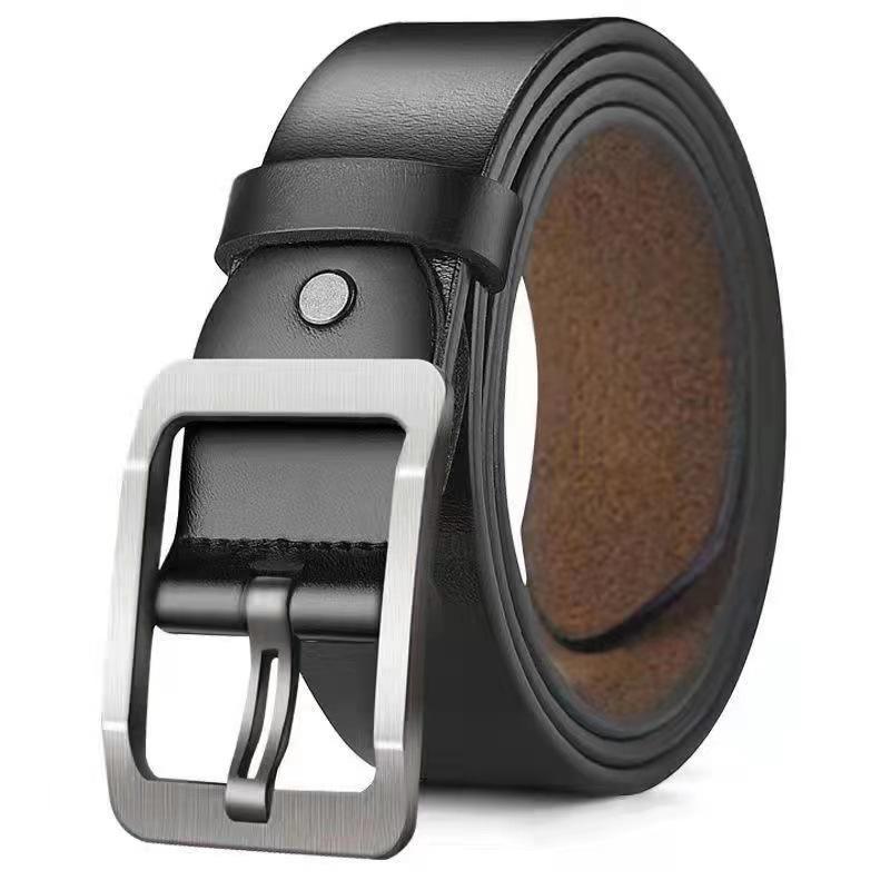 Retro Men's Leather Jeans Belt with Flip Pin Buckle - Fashion Casual Style