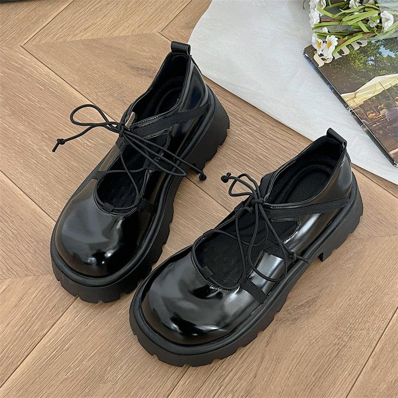 Mode 2024 Neue Mode Schnürung Hohl Lolita Schuhe Damen Plateau Pumps Damen Punk PU Leder Jk Uniform Schuhe Mary Janes Schuhe