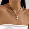 Vintage Mystical Evil Eye Necklace for Women Bohemian Rice Pearl Rhinestone Heart Pendant Necklace Party Jewellery Accessories