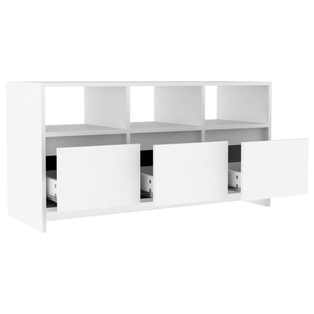 TV Cabinet, White, 102X37.5X52.5 Cm, Wood-Based Material