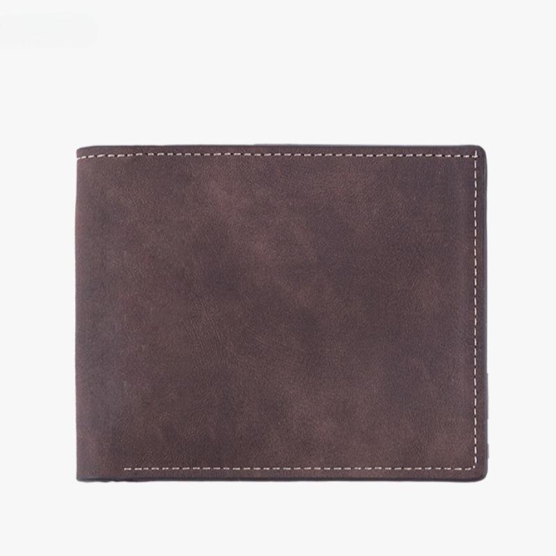 Nubuck Leather Men's Wallet Short Multifunctional Money Clip Fashion Leisure Purse With Iron Edge Card Drawer