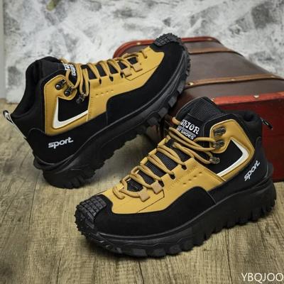 Fashion Outdoor Men's Hiking Casual Lightweight Anti Slip Slightly Vulcanized Shoes Waterproof High Top Hiking Sports Camping Men Shoes