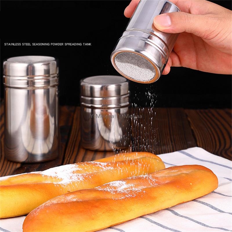 1PC Stainless Steel Mesh Condiment Shaker Dusters Dusting Salt Shaker Spice Jar Salt Sugar Pepper Shaker Box Cocoa Icing Powder
