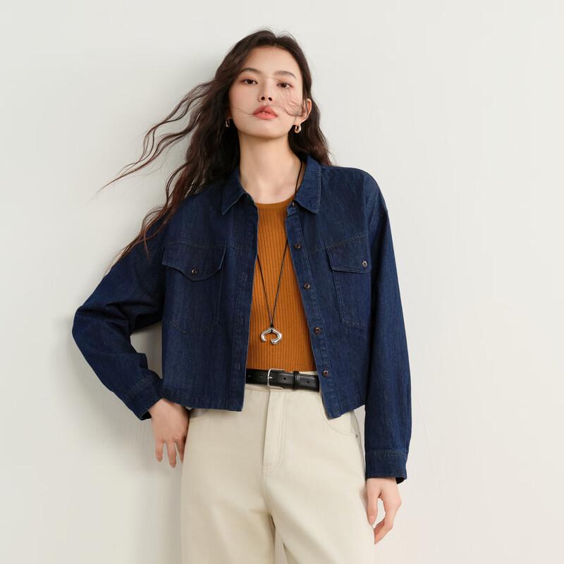 Elva Island Women s Casual Long-Sleeve Denim Shirt S