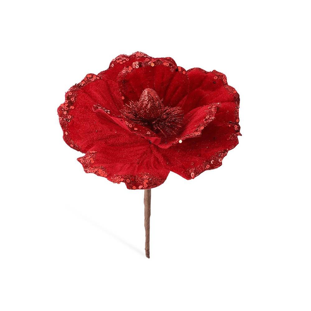 

Фланелевый искусственный пуансеттия блестящий цветок 15см 3D симуляция магнолии украшение для свадебной вечеринки красный