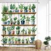 Green Plants Shower Curtain Tropical Plant Bonsai Rabbit Cactus Bath Curtains Polyester Fabric Home Bathroom Decor With Hooks