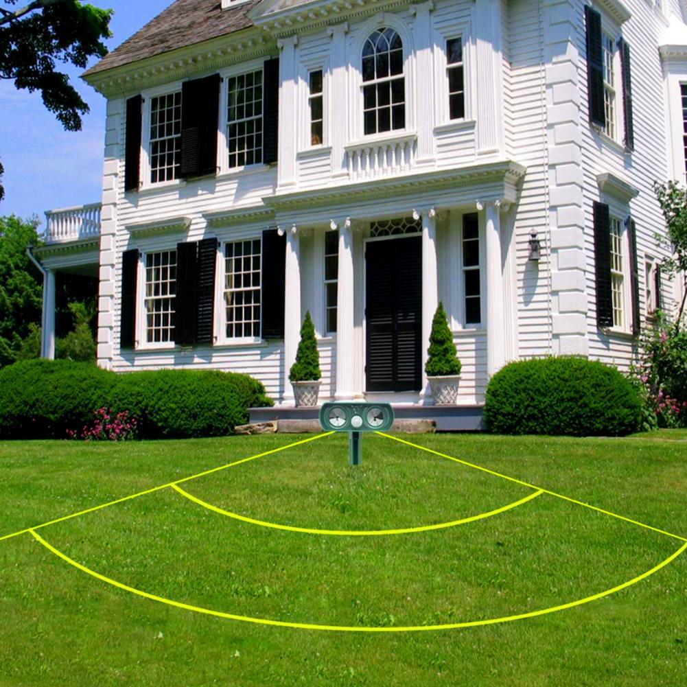 Solar Ultrasonic Animal Repeller for Birds, Dogs, Cats, Snakes, Insects, and Rodents - Outdoor Use for Orchards