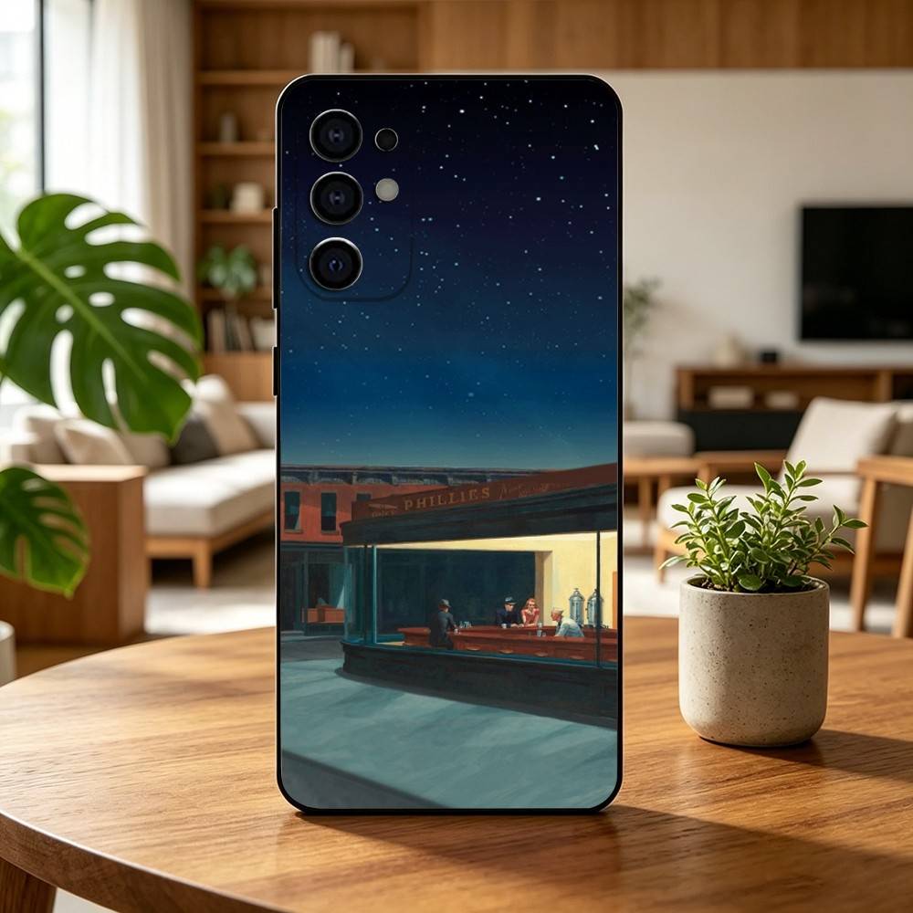 E-edward H-hopper Art Phone Case Black Silicone Soft For Samsung S25,S24,S21,S22,S23,S30,Ultra,S20,Plus,Fe,Lite