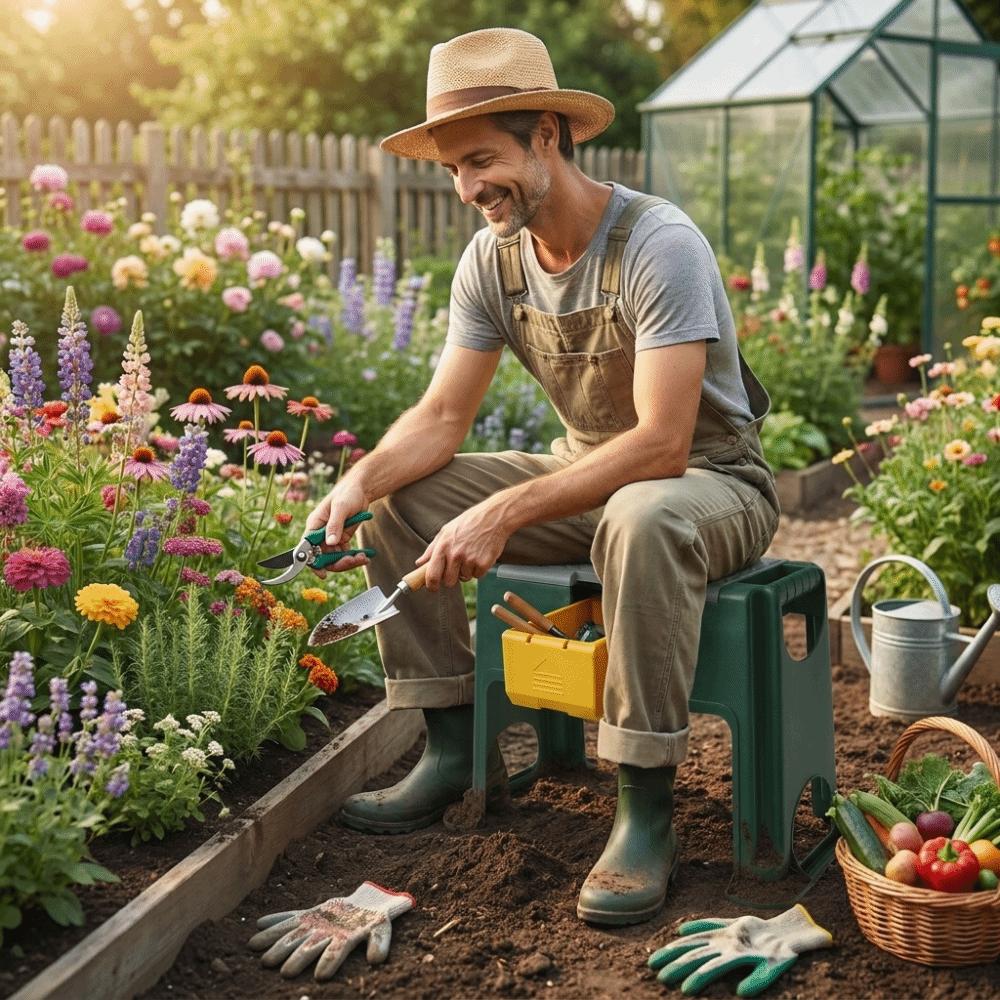 Sgabello da Giardinaggio Portatile Panca Pieghevole per Ginocchiarsi Sgabello Professionale per Ginocchiarsi Lavori di Giardinaggio