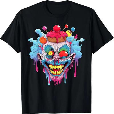Malevolent Grin_ Scary Evil Clown Graphic Art T-Shirt