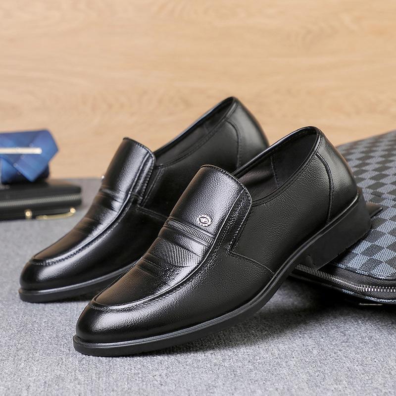 Classic Leather Shoes for Men Slip On Pointed Toe Oxfords Formal Wedding Party Office Business Casual Dress Shoes for Male
