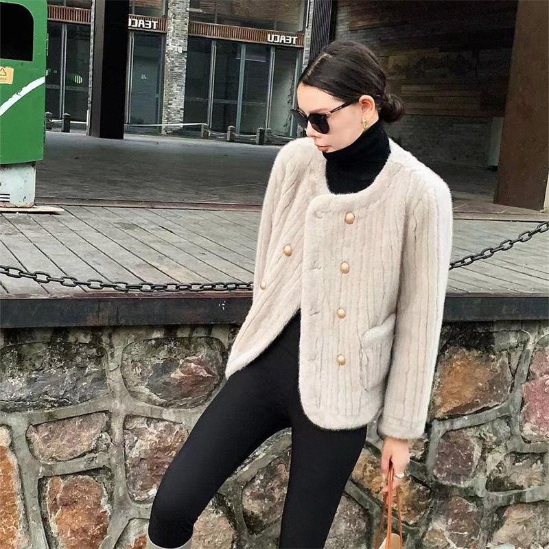 France Vintage Short Slim Jacket Women Autumn Winter New Thickened Elegant Party Coat Korea Chic Fur Designer Casual Clothing