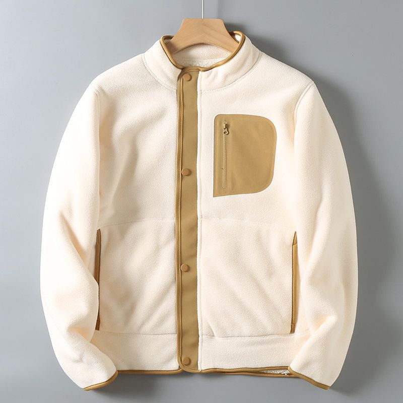 Foreign Trade Surplus Autumn and Winter Men's Stand Collar Fleece Jacket Outdoor Sports Casual Fleece Clothing Warm Top