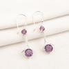 Natural Amethyst Gemstone 925 Sterling Silver Jewelry Zircon Hook Earrings 1.84" CZE-9-8