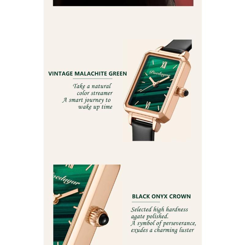 POEDAGAR Women Watches Fashion Green Square Leather Quartz Watch Top Brand Luxury Waterproof Ladies Wristwatch Girlfriend Gift