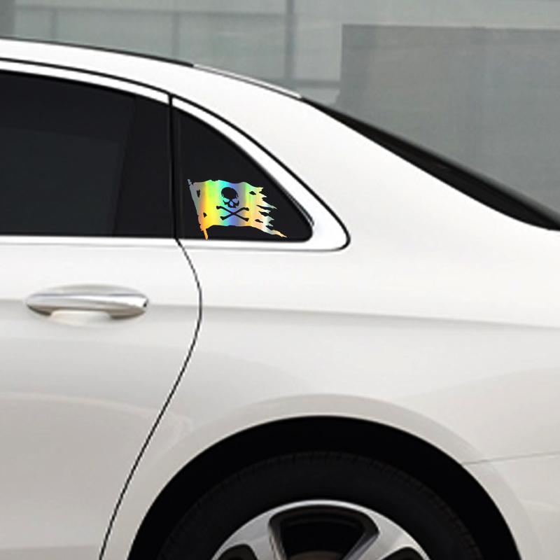 G137 20X12CM Jolly Roger Pirate Flag Fashion Vinyl Car Window Sticker Decal Black/WHITE/LASER