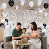 Black and Silver Valentine's Day Balloon Set, Happy Birthday Aluminum Film Star Crown Balloon Simulation Rose Petal Confession