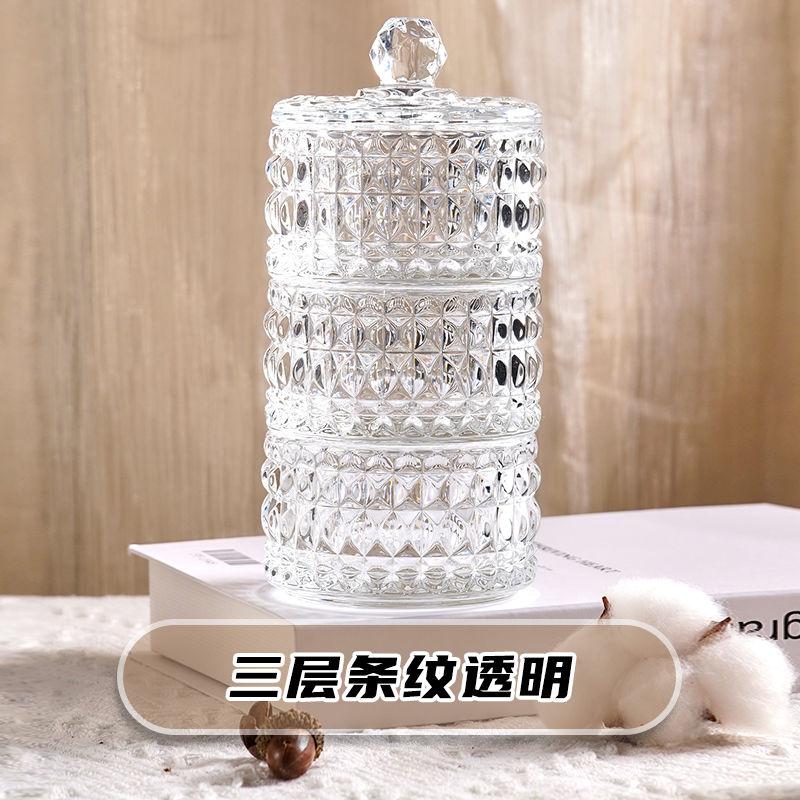 European Creative Luxury Crystal Glass Candy Jar with Lid Dried Fruit Jar Jewelry Storage Box Home Decoration Storage Jar