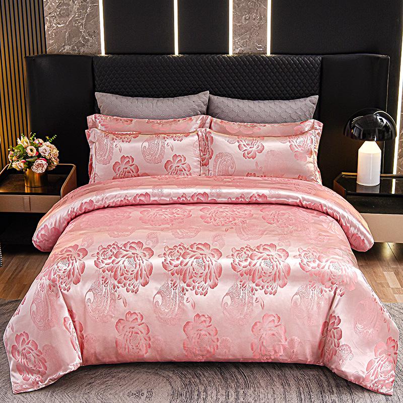 European Silk Cotton Jacquard Wedding Bedding Set - Four-Piece Duvet Cover Gift