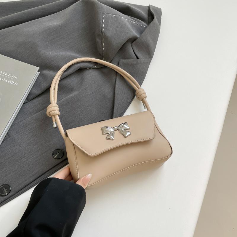 2025 Solid Color Summer New Simple Fashion Bow Casual Commuter Underarm Shoulder Messenger Bag Bag Women