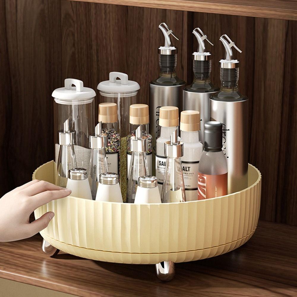 Large Capacity Makeup Storage Tray Round Spinning Organizer  Bathroom