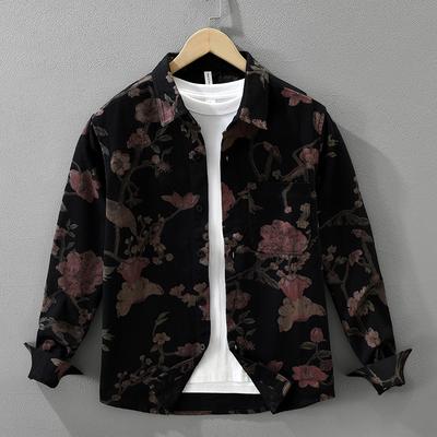 Japanese Fashion Men Long Sleeve Printed Shirts Spring and Summer New Men Tops Youth Streetwear