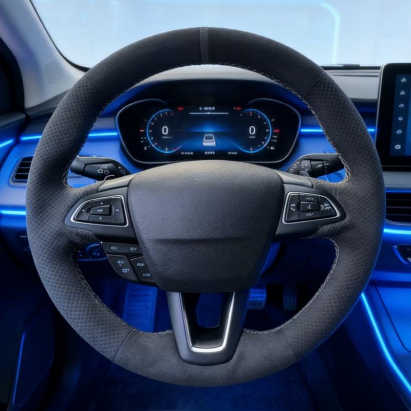 

Чехол на руль автомобиля своими руками Focus 3 2015-2018 Escape C-MAX 2018- Kuga Замшевая обмотка руля Для Ford Ecosport Black Thread