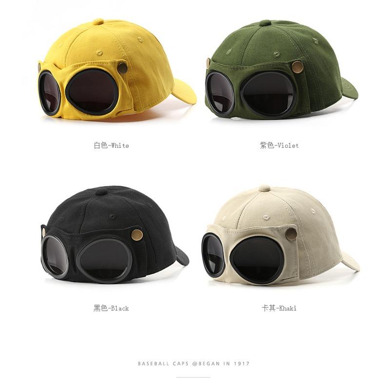 Aviator-Style Cap with Attached Sunglasses - Korean Trendy Unisex Baseball Hat with Sun Visor, Spring/Summer Versatile Accessory