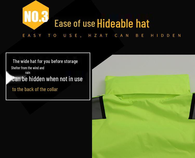 Stormproof Reflective Raincoat Workwear Set - Double-Layer Waterproof Two-Piece for Outdoor Traffic Duty