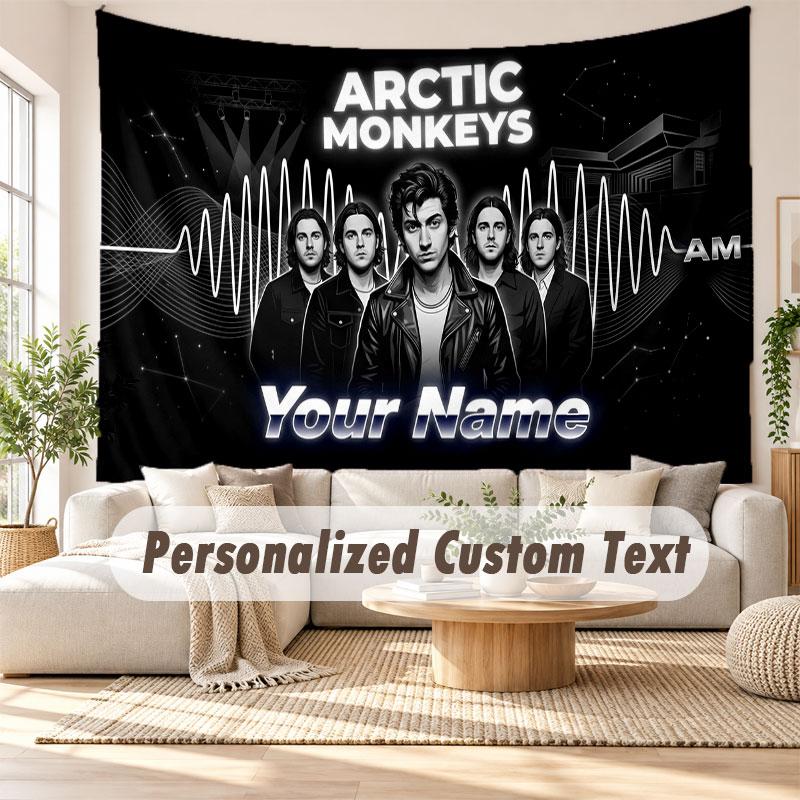Custom Name Wall Hanging Tapestry,Arctic Monkeys Decorative Backdrop Tapestry For Dorm Home