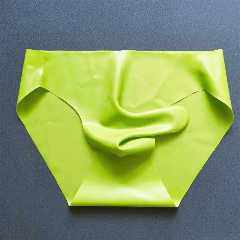 Latex Bullets Separate Panties Men'S Seemless Transparent Rubber Briefs Sexy Pseudo-Girl Lingerie Sissy Gay Party Club Nightwear