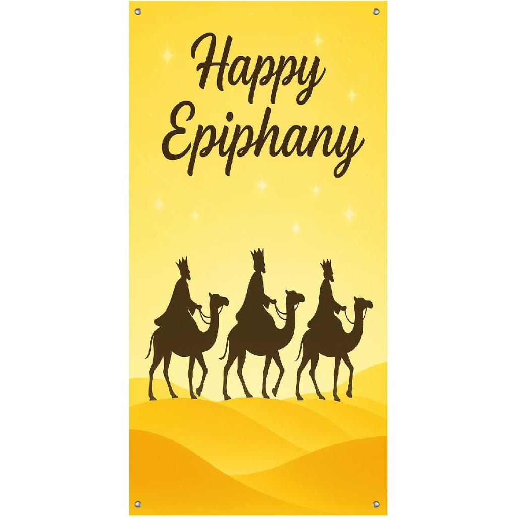 Feliz Dia De Reyes Door Cover 35x71 Inch Three Kings Day Porch Banner Epiphany Decorations Wise Men Celebration Backdrop for Home Office For Girls or
