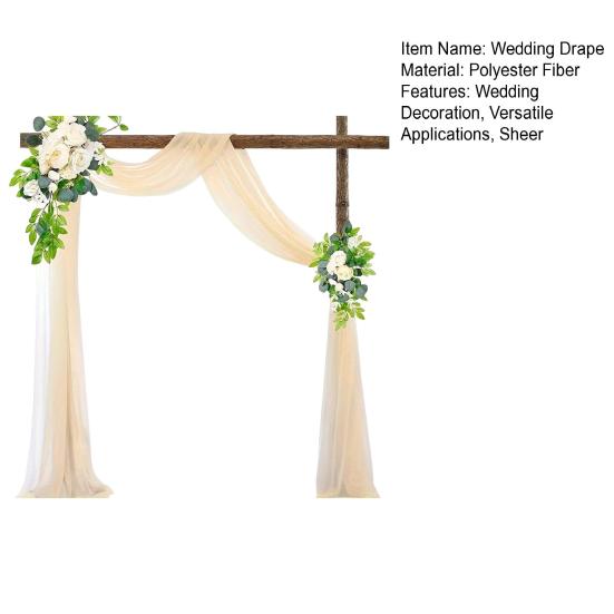 White Sheer Wedding Drape Gauze Arch Draping Fabric Champagne Drapes Backdrop Curtain Outdoor Drapery Panel for Wedding Ceremony Bridal