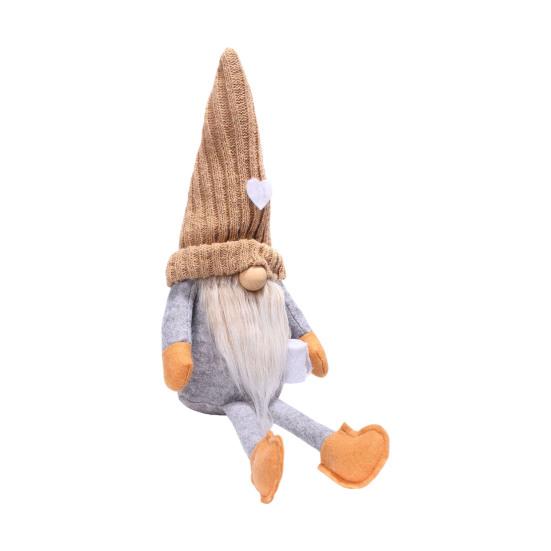 Year Round Decorative Figurines Christmas Gnome Plush Decoration with Long Legs, Faceless Handmade Fabric Cozy Winter Home Decor Doll