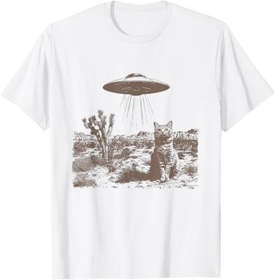 Retro 90er Western Vintage Ufo Cowboy Katze Wilder Westen Kätzchen T-Shirt