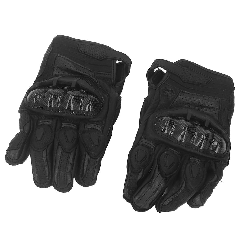 Motorcycle Riding Gloves PU Leather Windproof Waterproof Warm Keeping Breathable Hard Knuckle Gloves Black M