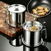 Stainless Steel Oil Strainer Pot Leakproof Oil Storage Container with Fine Filter for Home Kitchen Frying Oil Recycling