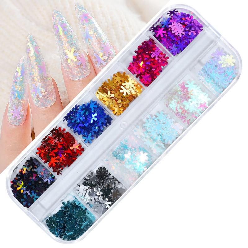 12 Colors/Set Nail Sticker Decor Sparkly Alphabet Small Laser Glitter Nail Sequin DIY Letter Nail Art Decorations Accessories