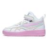 Li Ning Sports Lifestyle Series 937 Mid Slip Resistant Durable High Top Kids Skate Shoes Kids Skate Shoes White Pink YKCT018-2
