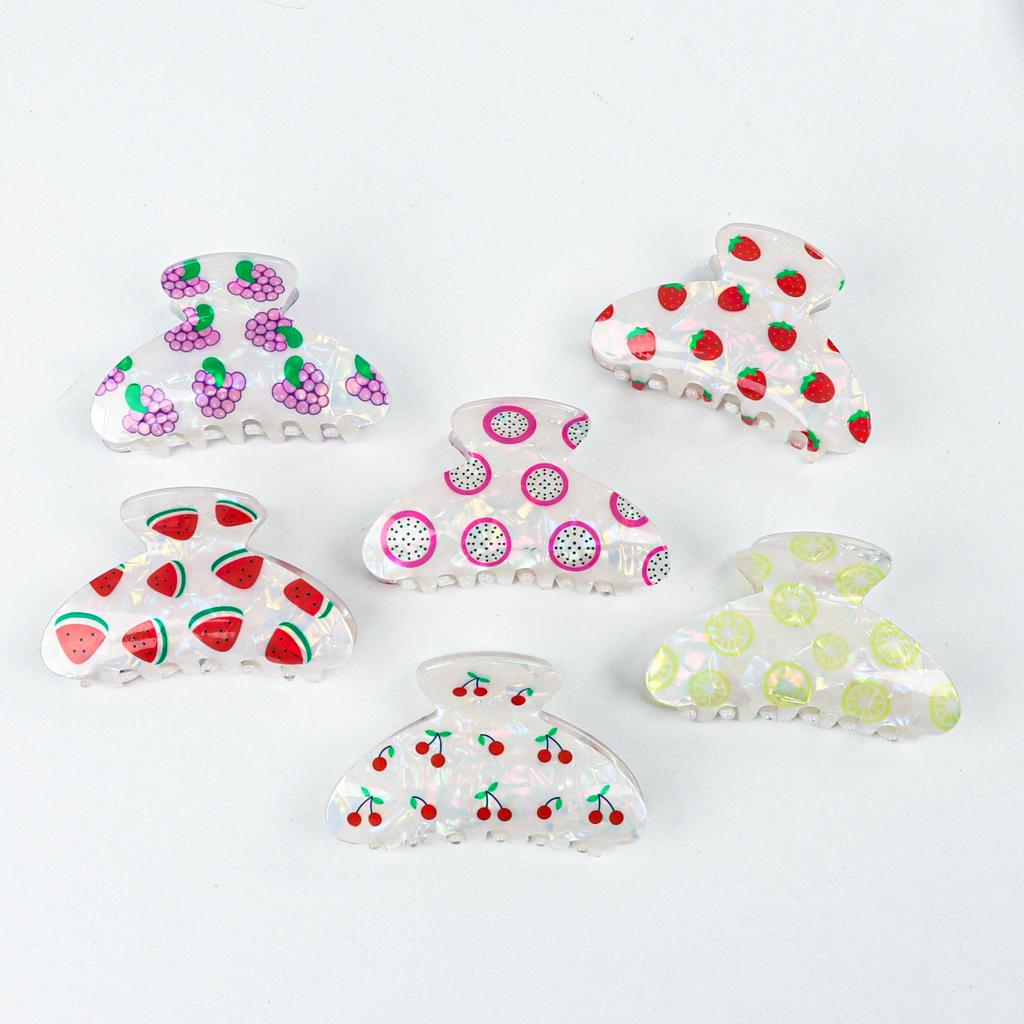 8.6cm New Fruit Lemon Print Hair Claw Summer Simple Colorful Claw Clip Fashion Crab Hair Clips Hair Accessories for Women Girls