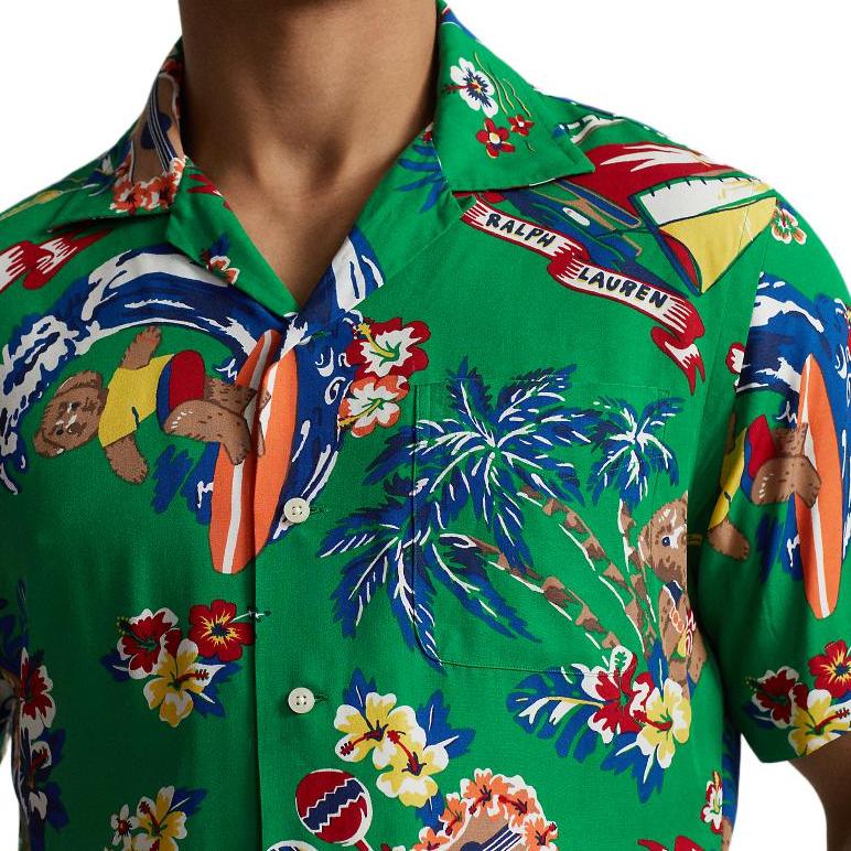 Polo Ralph Lauren Ss24 Floral Print Single-Breasted Short Sleeve Shirt Men shirts Green MNPOWOV1N820770-999
