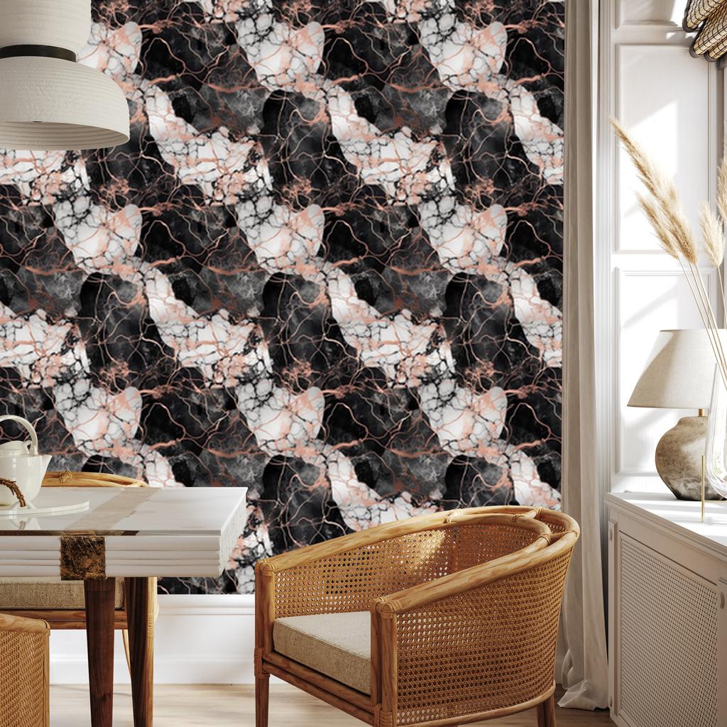 Graphite and Burgundy Marble Wallpaper for Living Room and Bedroom 50x1000