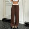 YYFS Women's Fashion Casual Solid Color Print High Waist Trousers Pants & Capris
