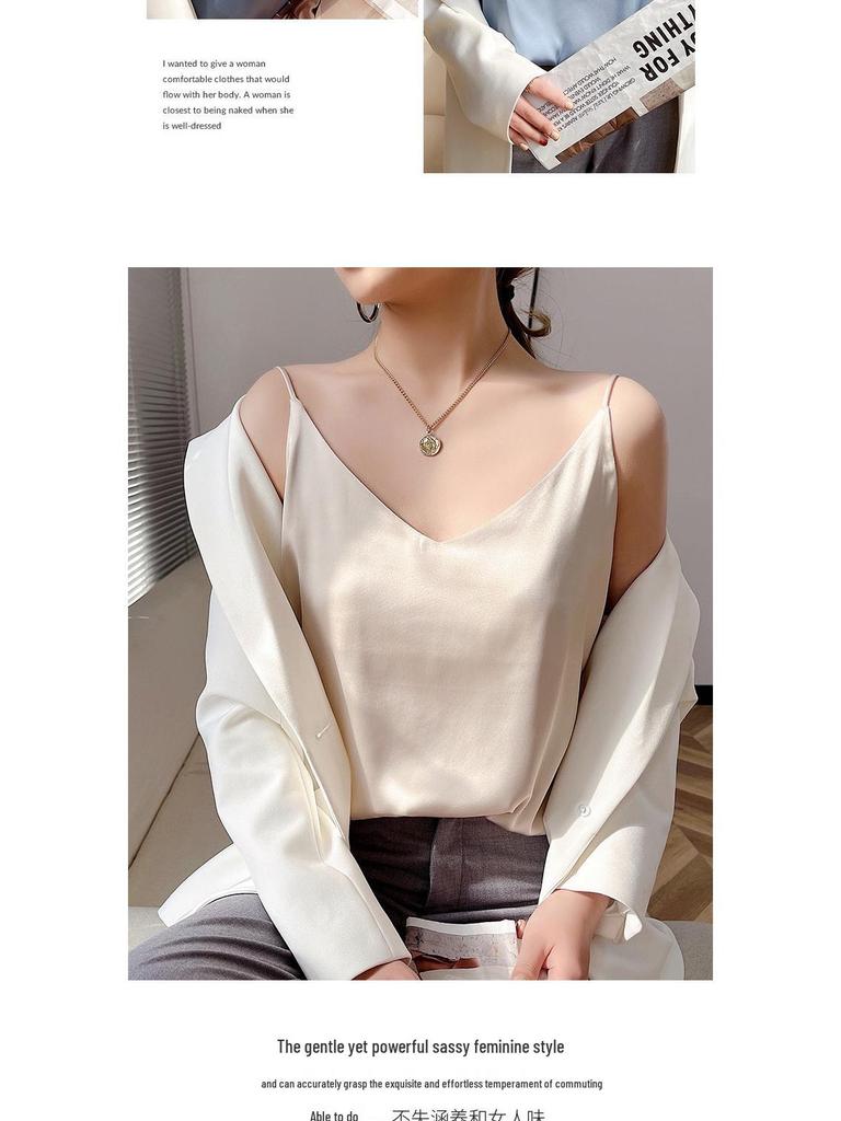 Women's V-Neck Ice Silk Camisole Vest - 2025 Summer Collection