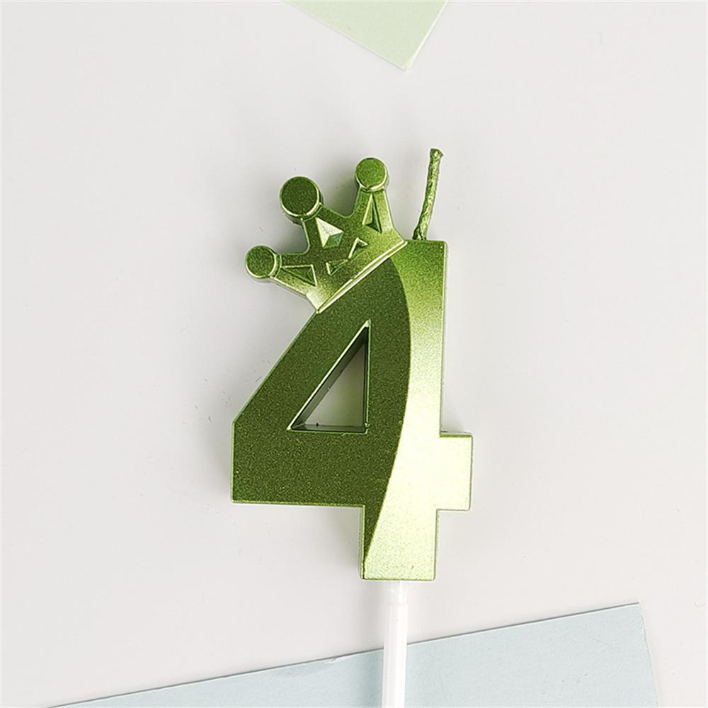 Green Crown Numbers Cake Candles 0 1 2 3 4 5 6 7 8 9 Topper For Wedding Birthday Party Supplies Decoration DIY