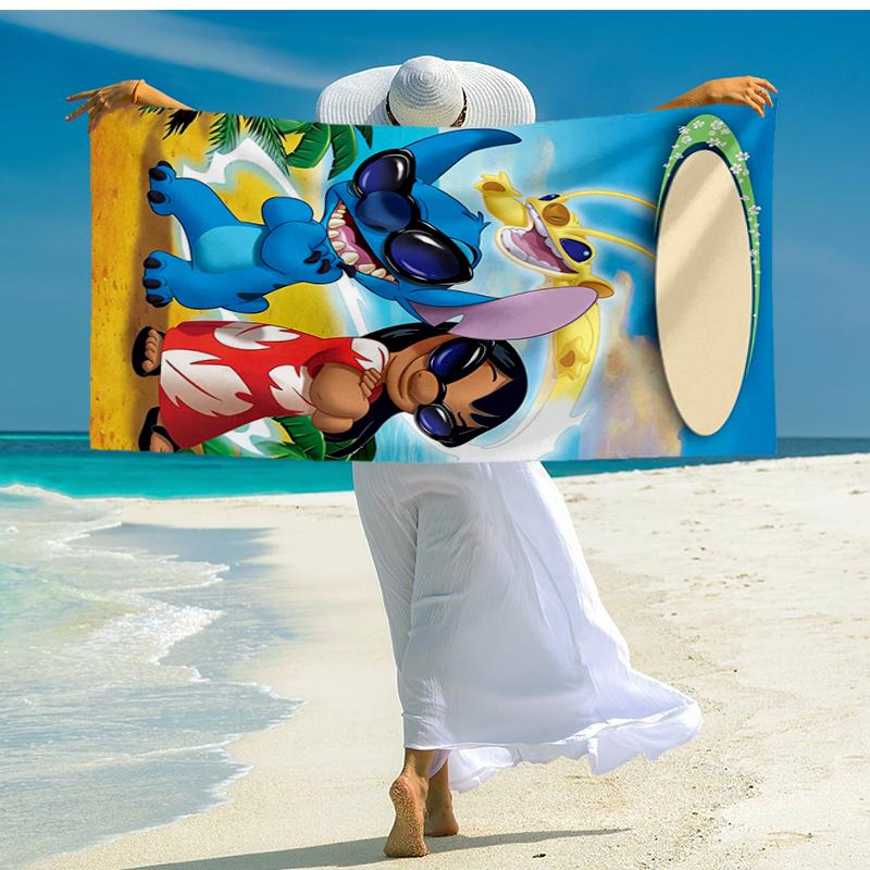 Ultra-Soft Beach Towel with Stitch Theme,Ideal for Pool - Camping, Diving - Perfect Travel Essential, Vibrant Beach Towel.