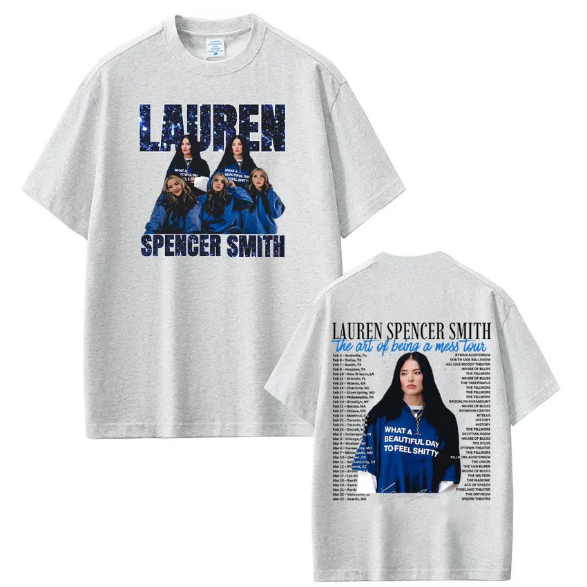 

Lauren Spencer Smith The Art of Being A Mess Tour 2026 Print T-shirts Men Women Fashion T-shirt Cotton Oversized Trendy T-shirts 4XL